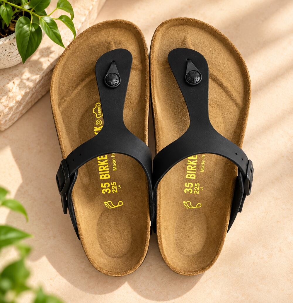 NWT BIRKENSTOCK Gizeh Birko-Flor-Black, Size 36-US Women's 5-5.5